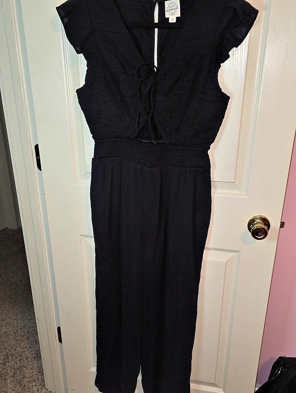 LOFT Beach Black Jumpsuit Size Petite LP Like New